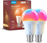 2x Smart A19 LED Light Bulbs, 1000lm RGBWW Dimmable, Wi-Fi Colour Changing LED