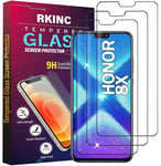 RKINC Verre Trempé [Lot de 3] pour Honor 8X, Film Protection écran, Dureté 9H 0,33 mm HD Glass [sans Bulles d'air][Résistant aux rayures][Garantie à vie]