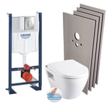 Pack wc Bâti autoportant + Cuvette Serel SM26 sans bride + Plaque chrome + Set habillage (ProjectSM26-2-sabo) - Grohe