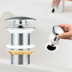 Start - Bonde évier Pop Up Automatique sans Trop Plein Bonde de Vidage Push Open Pour Lavabo en Cuivre Chromé Pour bassin sans trop-plein (chrome