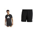 adidas Men's Run It Tee T-Shirt and Essentials 3-Stripes Woven Shorts Casual Shorts, Black