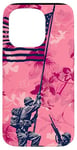 Coque pour iPhone 15 Pro Rose Pop Art Floral Iwo Jima Drapeau Américain Levage