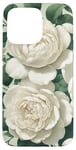 iPhone 15 Pro Max Elegant White Roses with Green Leaves Case