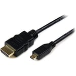 StarTech.com 2m Micro HDMI to HDMI Cable with Ethernet - 4K 30Hz Video - Durable High Speed Micro HDMI Type-D to HDMI 1.4 Adapter Cable/Converter Cord - UHD HDMI Monitors/TVs/Displays - M/M (HDADMM2M)