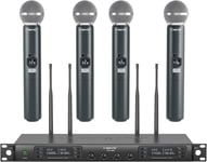 Phenyx Pro Wireless Microphone System, Quad Channel Wireless Mic, w/ 4 Handheld