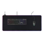 DELTACO Tapis de Souris XXL 90 x 36 x 0,4cm - LED RGB Rétroéclairé Modes Dynamiques (6) Statiques (7) et Respirant - Surface en Tissu - Antidérapant - Souple - USB - Garantie 5 Ans - Noir