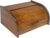 Wooden Bread Bin with Roll Top or Drop Down Door Box for Storage Loaf Kitchen 2