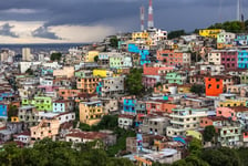 View to colorful neighborhood Las Penas from Santa Ana hill Guayaquil Ecuador