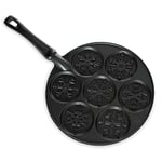 Nordic Ware Falling Snowflakes Pancake Pan, Cast-Aluminium Pancake Frying Pan, Pancake Pan for 7 Pancakes, Mini Pancake Maker - Black