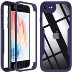 Hensinple Coque pour iPhone SE 2022, iPhone SE 2020/ iPhone 8 / iPhone 7 Coque avec Protection D'écran, 360 Degrés Antichoc Bumper à la poussière Etui Housse pour iPhone SE 2022/SE 2020/8/7 - Bleu