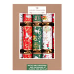 Set Of 10 Luxury Eco-Friendly Christmas Crackers  12 Days Of Christmas Design 