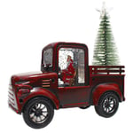 Lastbil formad snöglob Lykta LED Xmas Festival Ornament Glittrig wine red tractor and cedar trees