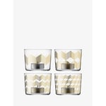 LSA Chevron Tealight Holder H6cm Gold Assorted | Set of 4 | Mouthblown & Handmade Glass | CH15