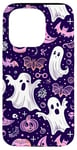 Coque pour iPhone 15 Pro Violet Pop Art Géométrique Mignon Fantôme Spooky Pastel Goth Rétro