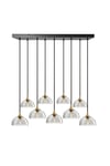 Chelsea Tinted Glass Dome 9 Wire Cluster Lights, 8 inch, Smoke Grey, Brass holder