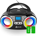 Boombox B3 - Poste Radio CD Portable - Nouveauté 2024 - Radio FM,CD,Bluetooth,USB,MP3 - CD Boombox - Mode Filaire et sans Fil avec Piles Rechargeables - Lentille Laser - Lecteur CD Portable(Q111)