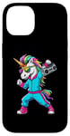 Coque pour iPhone 14 Licorne dans les années 80 avec enregistreur cassette