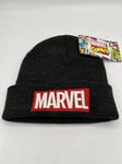 MARVEL Beanie Hat Mens One Size Embroidered Logo Charcoal Dark Grey Knit