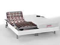 Lit électrique de relaxation tout plots + matelas accueil latex - 2 x 80 x 200 cm - Blanc - ETHER de DREAMEA