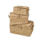 NATURAL LIVING Set DE 3 PANIERS en ALGUE Marine RECTANGULAIRE H25/H30/H35CM