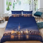 RFFLUX Housse de Couette New York 140x200 cm 1 Personne 3 Pièces Ultra Doux 3D Paysage Urbain Parure de Lit en Microfibre avec Fermeture éclair Enfant GarçOn Fille avec 2 Taies d'Oreillers 50x75