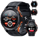 OUKITEL BT10 Montre Connectée Homme avec Appels Bluetooth,1,43" AMOLED Batterie 410mAh, Montre Etanche 5 ATM pour Android iOS avec Moniteur Fréquence Cardiaque, Surveillance Sommeil, Orange