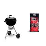 Weber Barbecue à Charbon Original Kettle 47cm - Barbecue E-4710 à Couvercle, Thermomètre, Trépied, Roues - Noir & Briquettes de Charbon - Sac 4 kg - Charbon de Bois pour Barbecues Weber