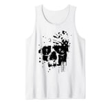 Black torn distressed skull ripped bonehead Tank Top