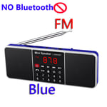 (FMBlueNO Bluetooth)Digitaalinen kannettava radio AM FM Bluetooth-kaiutin Stereo MP3-soitin TF SD-kortti USB-asema Handsfree Soita ladattavat kaiuttimet