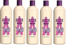 Aussie Mega Shampoo for All Hair Types 5 x 300 ml Pack of 5