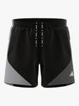 adidas Own The Run Colour Block Zip Running Shorts, Black/Halo Silver