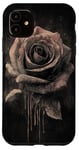 Coque pour iPhone 11 Rose Minimalisme Dessin à l'encre Art floral Esthétique