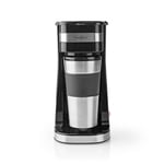 Nedis Cafetière 1 Tasse Mug de Voyage à Double Paroi 0,42 L Noir