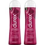 Durex Gel Lubrifiant Crazy Cherry - Goût Cerise - Lubrifiant à Base d'Eau - 2 x 100 ml