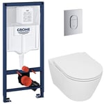 Grohe - Pack Rapid sl+ plaque arena + Fixations murales + set d'isolation phonique + Cuvette + Abattant soft close (ArenaSP26)