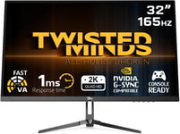 Écran Gamer, Affichage Rapide 32 Pouces, Dalle VA, résolution QHD 2560 x 1440, taux de rafraîchissement 165 Hz, Rapport d'aspect 16:9, Temps de réponse 1 ms - Noir (TM32QHD165VA)