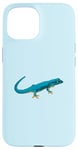 Coque pour iPhone 15 Dessin - Gecko bleu électrique