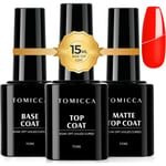 Nagellack Baslack Topplack Matt Gel UV Set 3*15ml