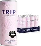 TRIP CBD Drink, Sparkling Elderflower Mint Fizzy Drink, Low Calorie, Vegan, Stress & Anxiety Relief, 250 ml (Pack of 12)