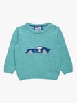 Trotters Baby Sebastian Car Wool Blend Jumper, Sea Green