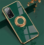 Alihtte Coque pour Samsung Galaxy S20 FE,Coque magnétique avec Anneau Rotatif à 360 ° Mince Coque Antichoc Silicone avec Plaque métallique, Aimant Support de Voiture Housse Bumper, Vert