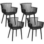 Beliani - Lot de 4 Chaises à Manger en Plastique Polyvalentes avec Accoudoirs Noir Pesaro