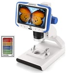 Andonstar AD205 Microscope numérique à pièces LCD USB pour Enfants, grossissement 200x, Zoom, écran de 5 Pouces, caméra Portable de Laboratoire avec Diapositives d'échantillons