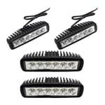 4x 18W Phare de Travail Carre a Leds dc 12V 24V Quad Camion Bateau Tracteur Offroad Imperméable - Noir - Vingo