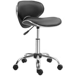 HOMCOM Tabouret à roulettes tabouret de travail avec hauteur réglable 44-56 cm et dossier, tabouret de bureau pivotant 360° pour salon de massage, bureau, clinique, noir