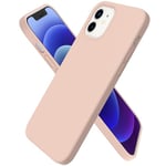 ORNARTO Coque pour iPhone 12 6,1" en Silicone,iPhone 12 Pro Case Fine en Caoutchouc Liquid Silicone Cover Protection Bumper Anti-Choc Housse Étui pour iPhone 12 | 12 Pro(2020) 6,1 Rose des Sables