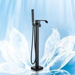 Robinet Baignoire Ilot Autoportante Noir pour Salle de Bain - Mitigeur Baignoire Ilot Robinetterie Bain sur Pied avec Douchette laiton 150cm