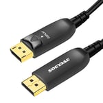 SOEYBAE 50m - Câble Fibre Optique Displayport 1.4, DP 8K Prend en charge 8K @ 60 Hz, 4K @ 144H, Haute Vitesse 32,4Gbit/s,Compatible pour ordinateur portable, TV, PC