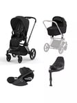 Cybex Priam Pushchair, Carrycot & Cloud T PLUS i-Size Car Seat with Base T Bundle, Black