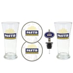 Coffret de 2 Verres à Pastis, 2 dessous de verre et bec verseur